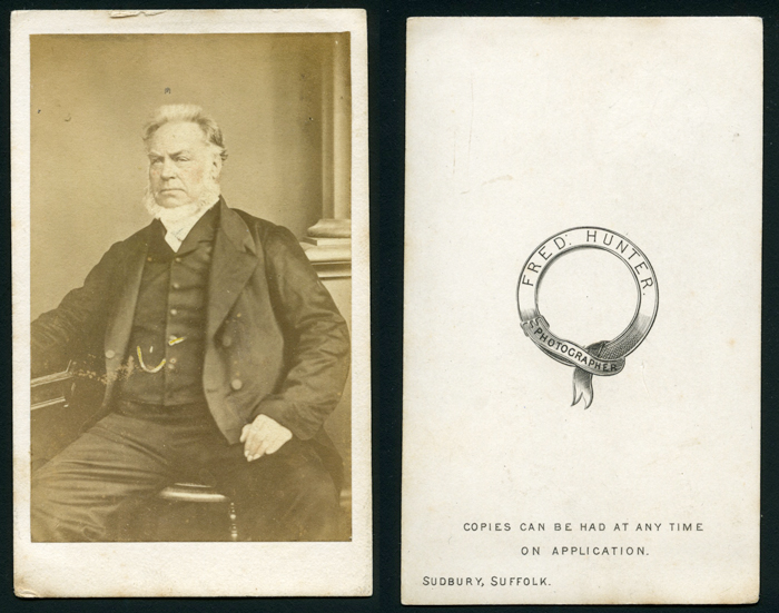 Carte de visite by Fred Hunter, Sudbury, Suffolk